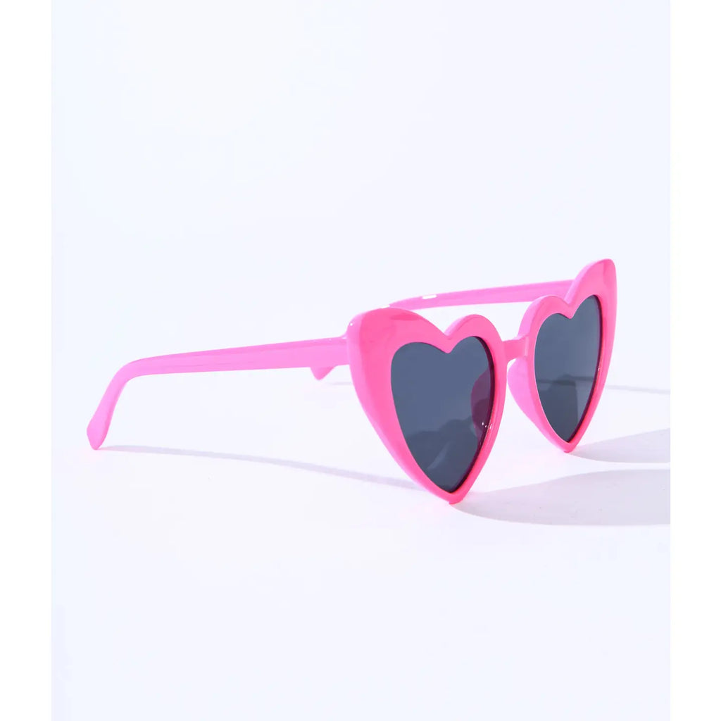 Unique Vintage Hot Pink Heart Sunglasses: One Size