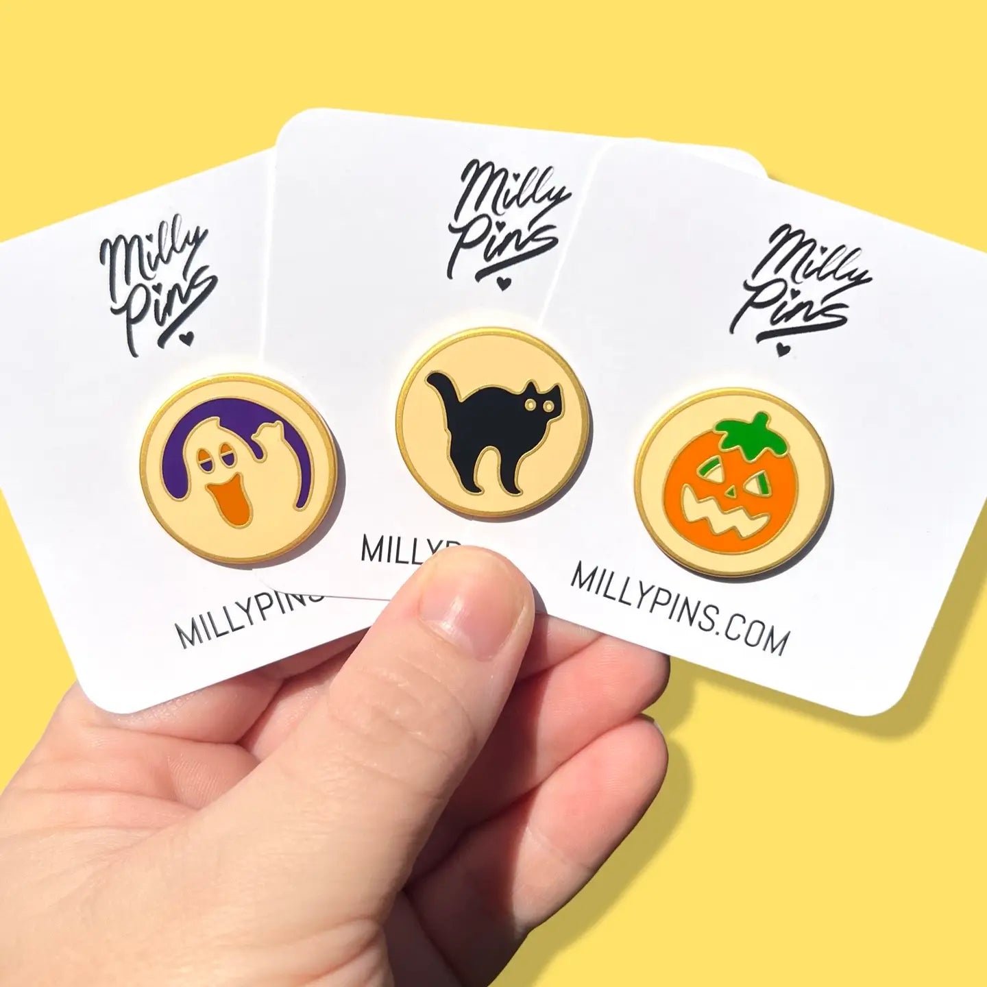 Nostalgic Halloween Cookie Pins – Black Cat, Ghost & Pumpkin: All 3