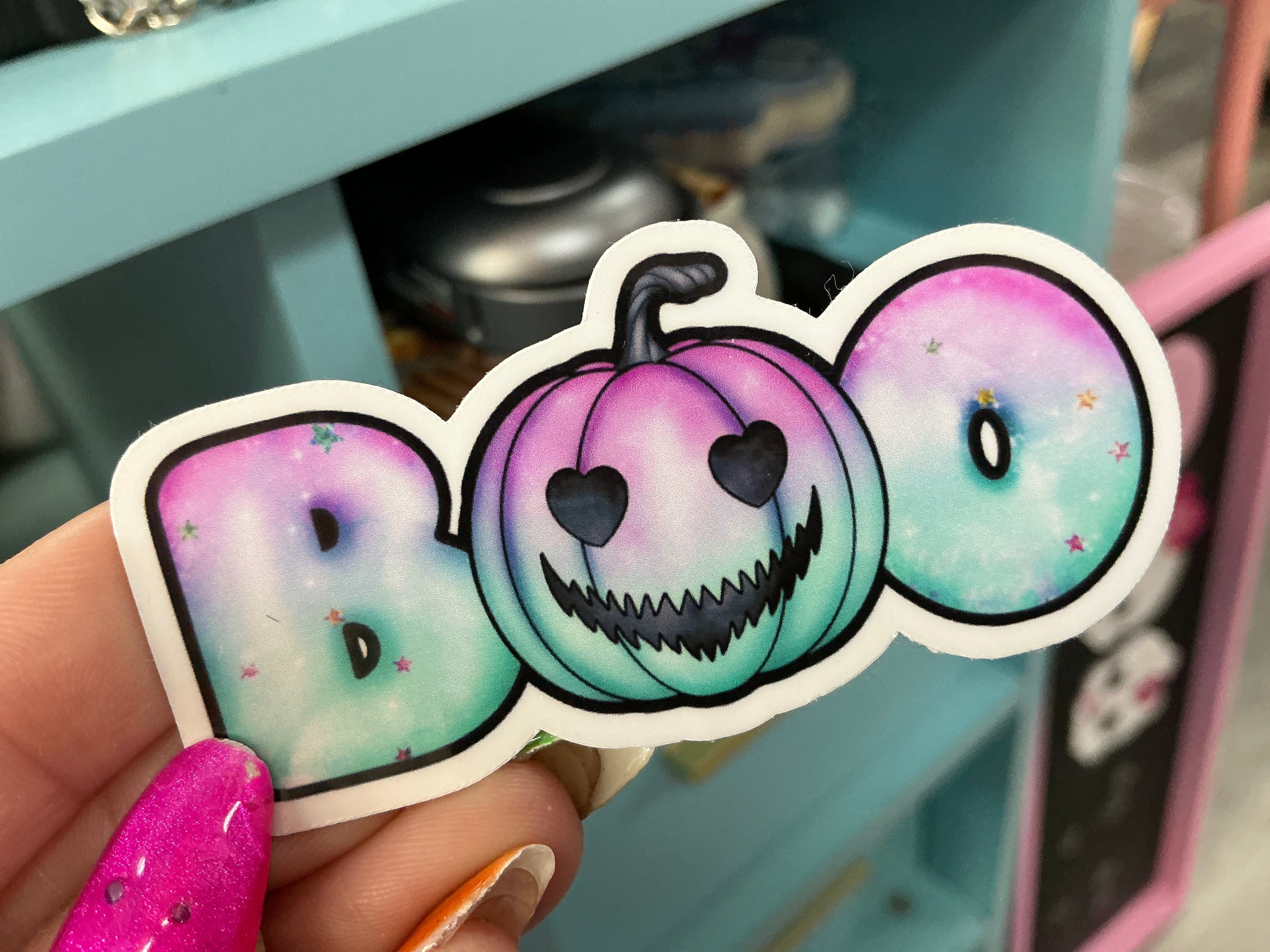 Pastel Goth Halloween Boo Sticker - WeatherProof: No