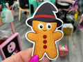 Skeleton Gingerbread Man Witch Sticker, Spooky Holiday: 1.6 x 2.5