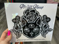 Mystique Three-Eyed Cat and Roses Large Black & White Patch