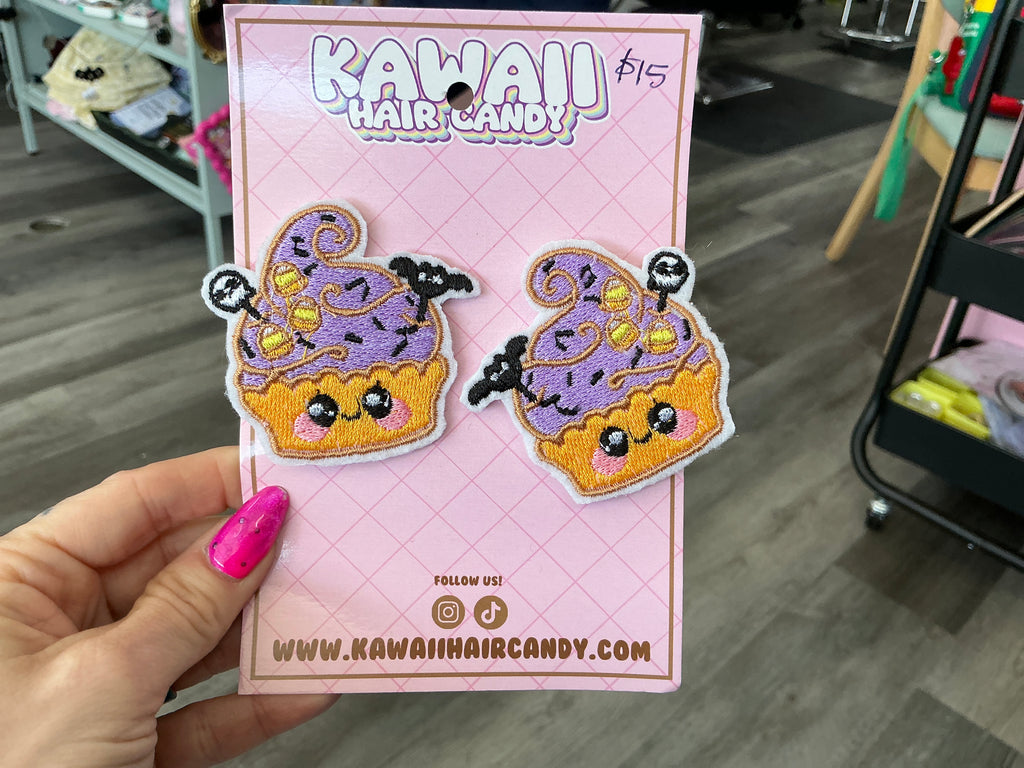 Kawaii Candy Corn Cupcake Hair Clips