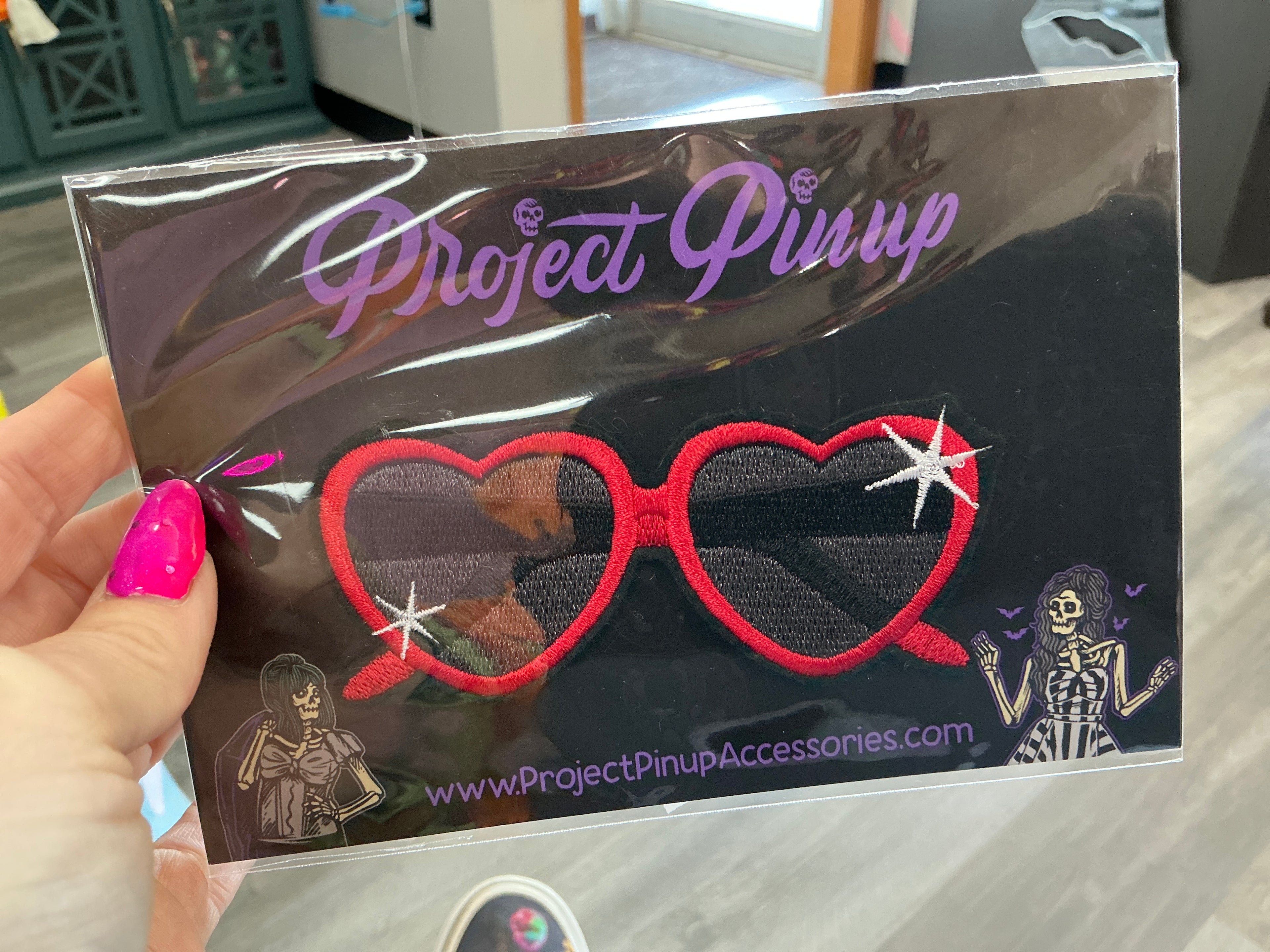 Rockabilly Red Heart Shaped Sunglasses Iron On Patch