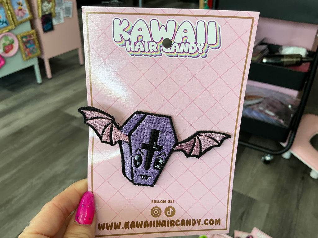 Kawaii Pastel Goth Winged Coffin Hair Clip