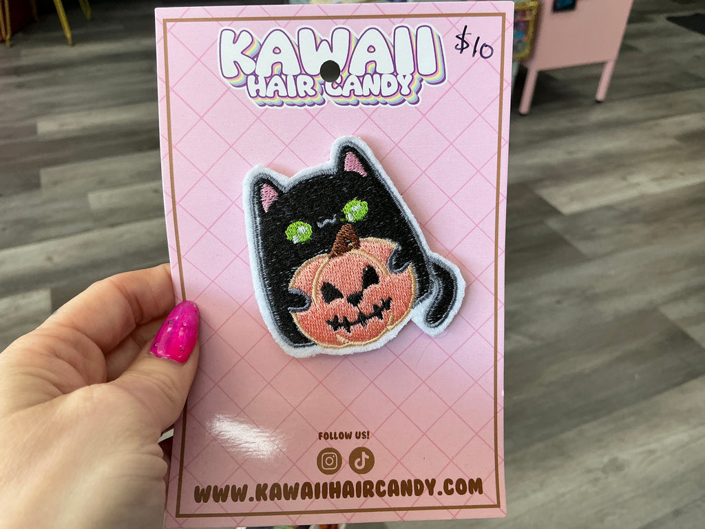 Black Cat Jack-o'-Lantern Hair Clip – Kawaii Hair Accessory