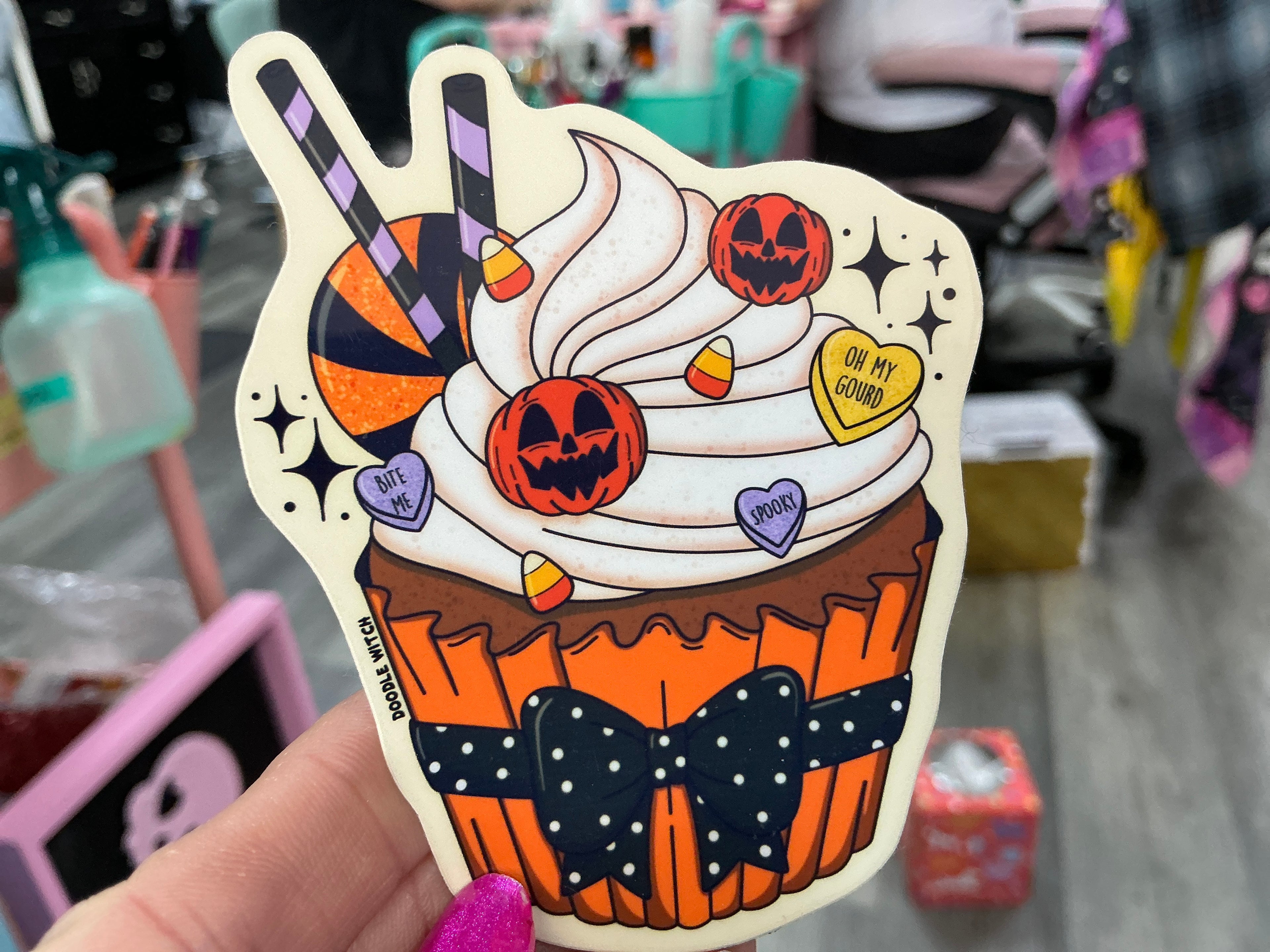 Pumpkin Cupcake Spooky Halloween Sticker: 2.5 x 3