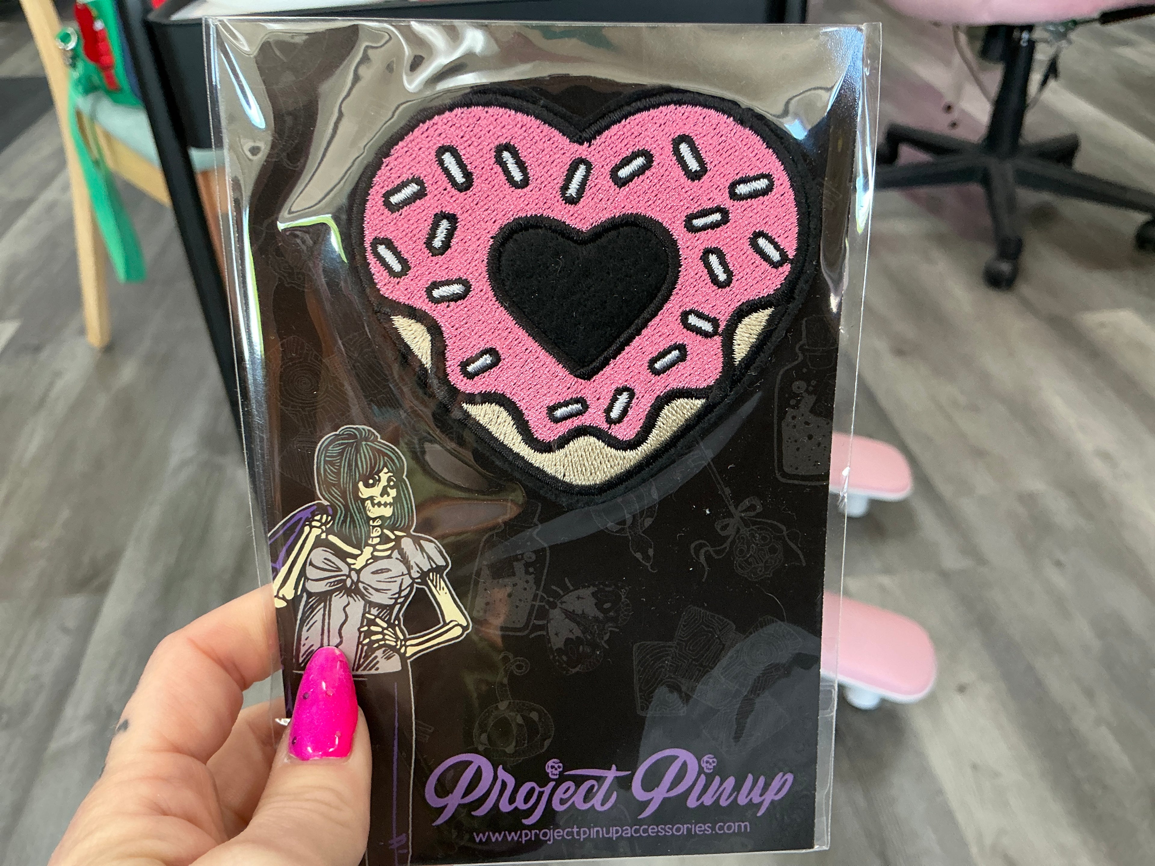 Valentine Heart Doughnut Embroidered Iron On Patch