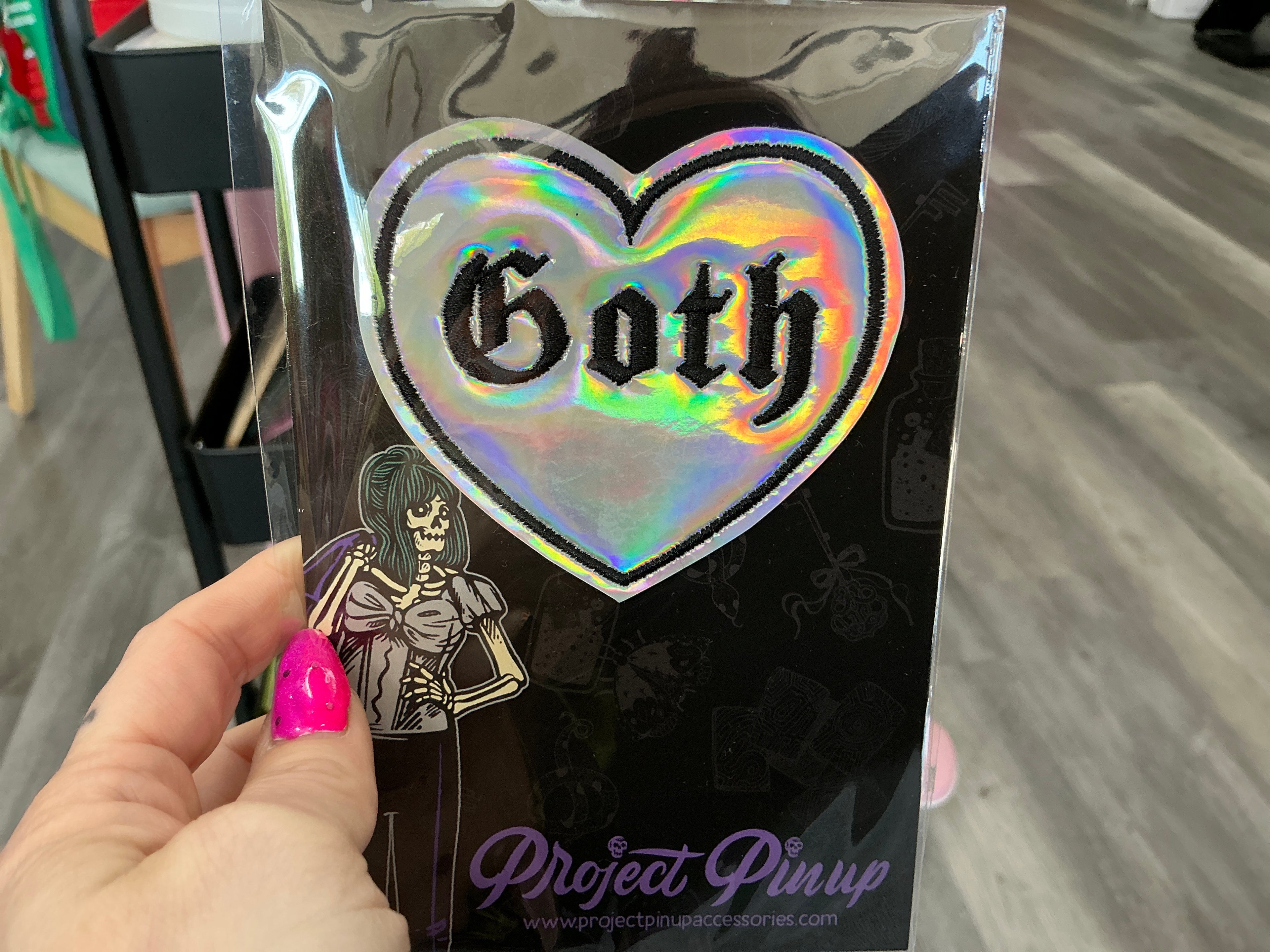 Goth Holographic Vinyl Iron On Embroidered Patch