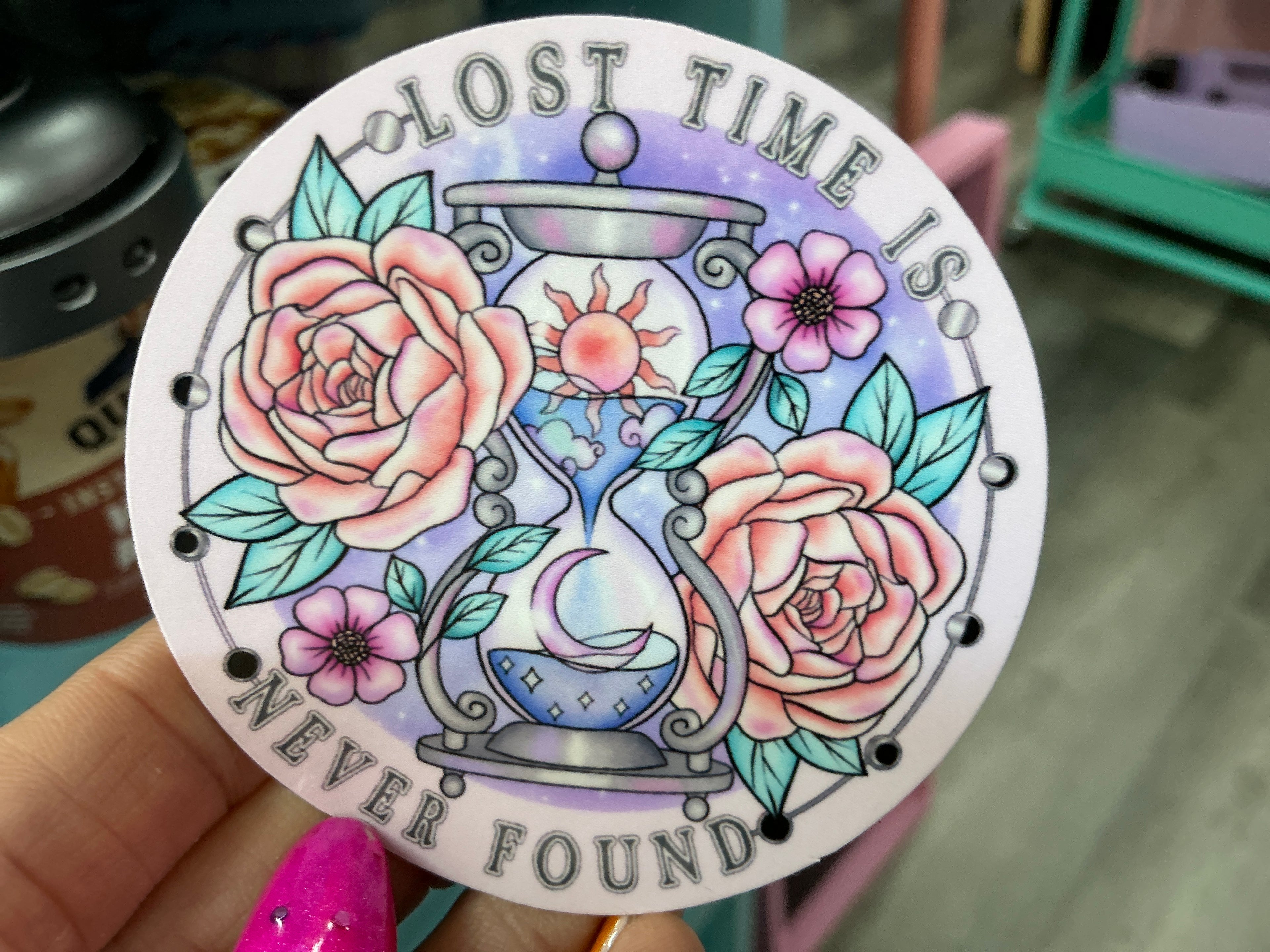 Pastel Goth Witch Hour Glass Sun Moon Sticker - WeatherProof: No