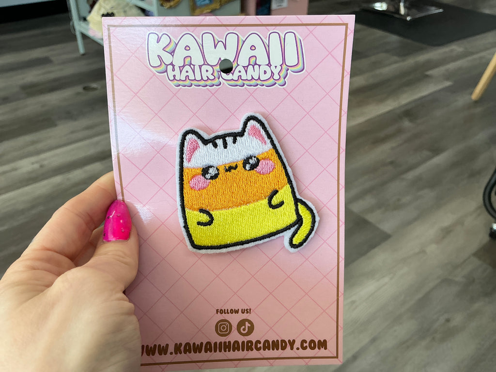 Candy Corn Cat Hair Clip – Kawaii Halloween Hair Accessory
