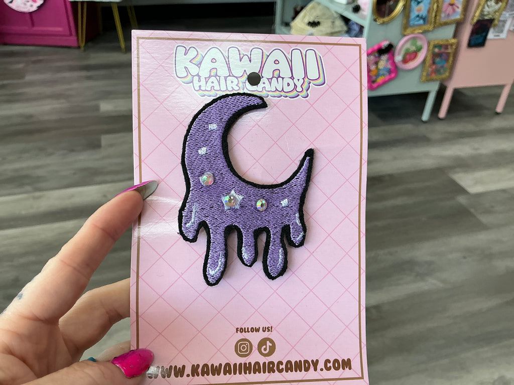Pastel Goth Lolita Kawaii Dripping Moon Hair Clip